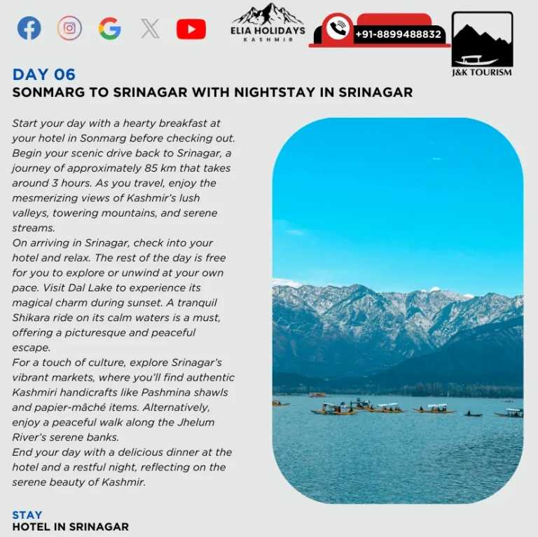 10 days 09 nights kashmir tour package , srinagar , sonmarg , gulmarg , pahalgam , doodhpathri