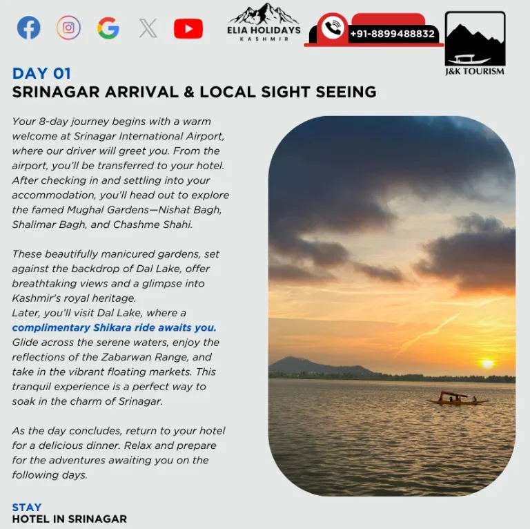 8 days 7 nights kashmir trip , book online 8 days 7 nights kashmir itinerarry. Affordable 8 days 7 nights kashmir tirp. Srinagar , gulmarg , sonmarg , pahalgam. Book online 8 days 7 nights kashmir trip , tour