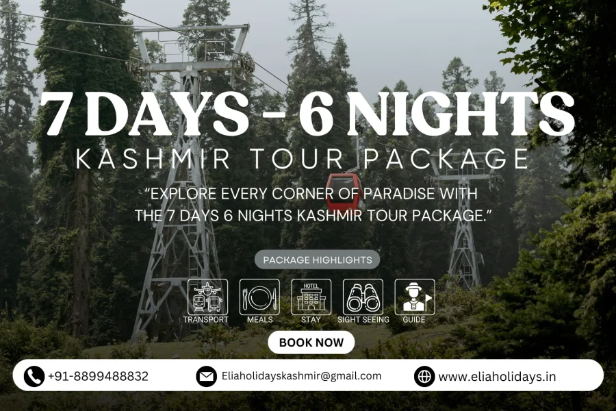 7 days 6 nights kashmir tour package , pre-book kashmir tour package for 6 nights 7 days easily and start exploring kashmir. Best one week kashmir tour package.