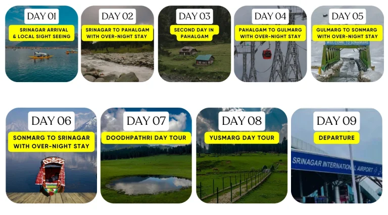 Book 9 days 8 nights kashmir tour package , pre-book long term budget kashmir tour package easily